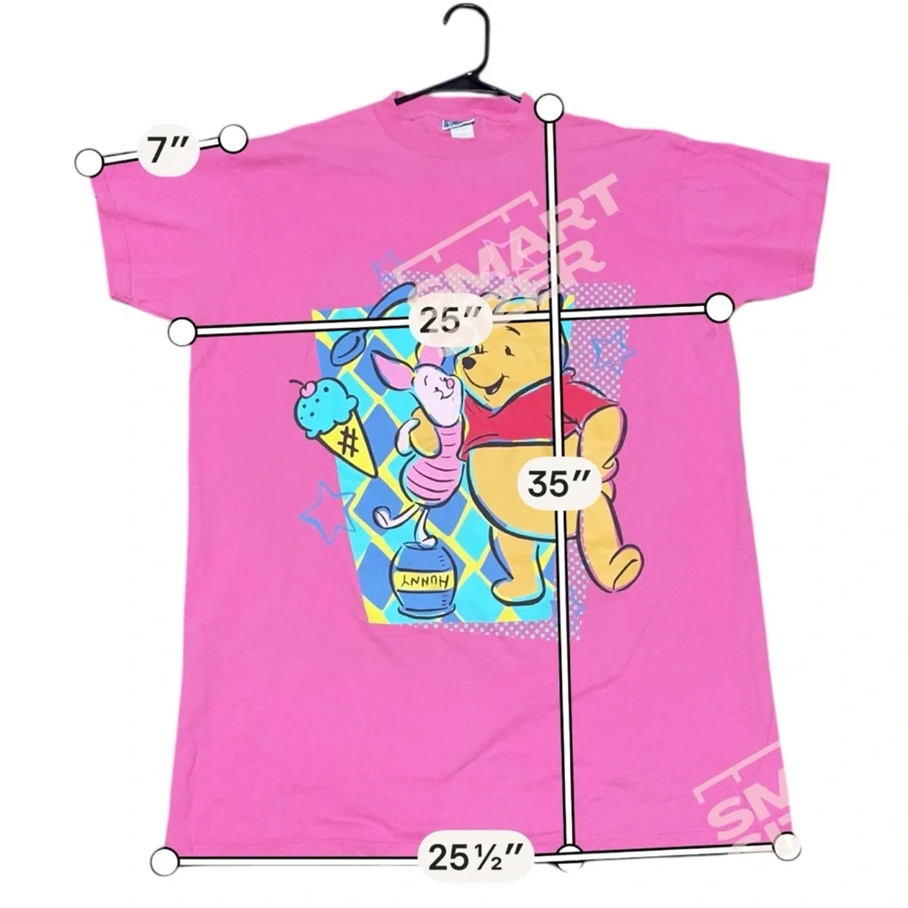 VTG 90s Winnie The Pooh Disney Sleep Shirt Nightshirt One Sz Piglet 100% Cotton - Picture 4 of 4